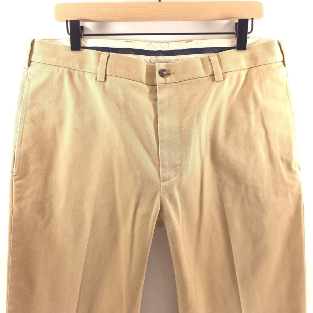 Brooks Brothers Men Chino Pants Clark 35x30 Khaki Advantage Stretch Straight Leg